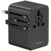 USAMS Ładowarka Travel Adapter 70W US/AU/EU/UK 3xUSB-C 4w1 czarny
